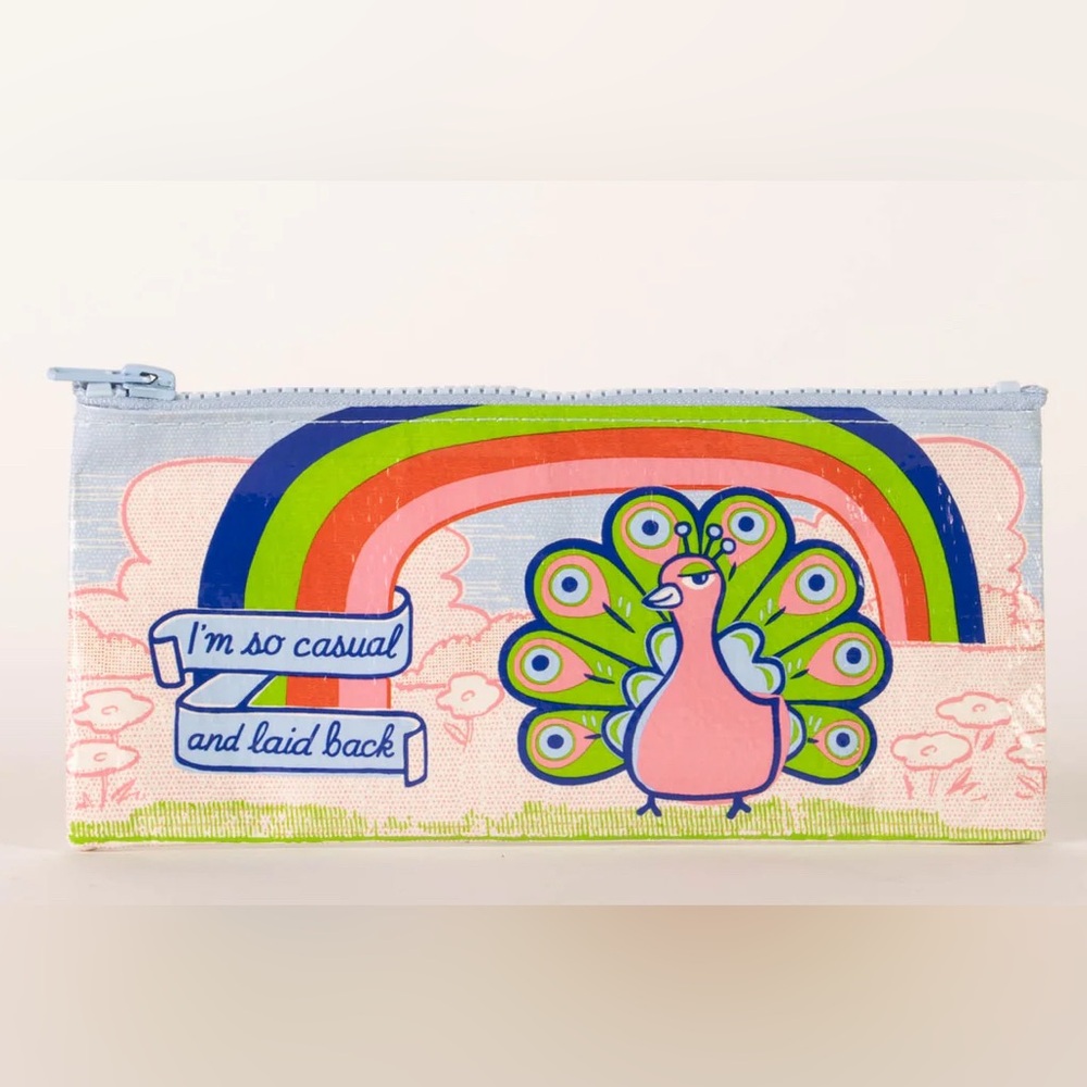 Novelty pencil case Peacock “I’m so casual and laid back” NWT